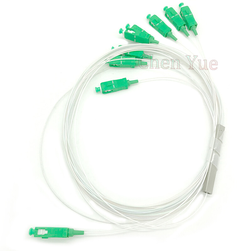 FTTH Fiber Splitter mini 1x8 Steel Tube 8 way 1x8 PLC Splitter AC APC Connectors