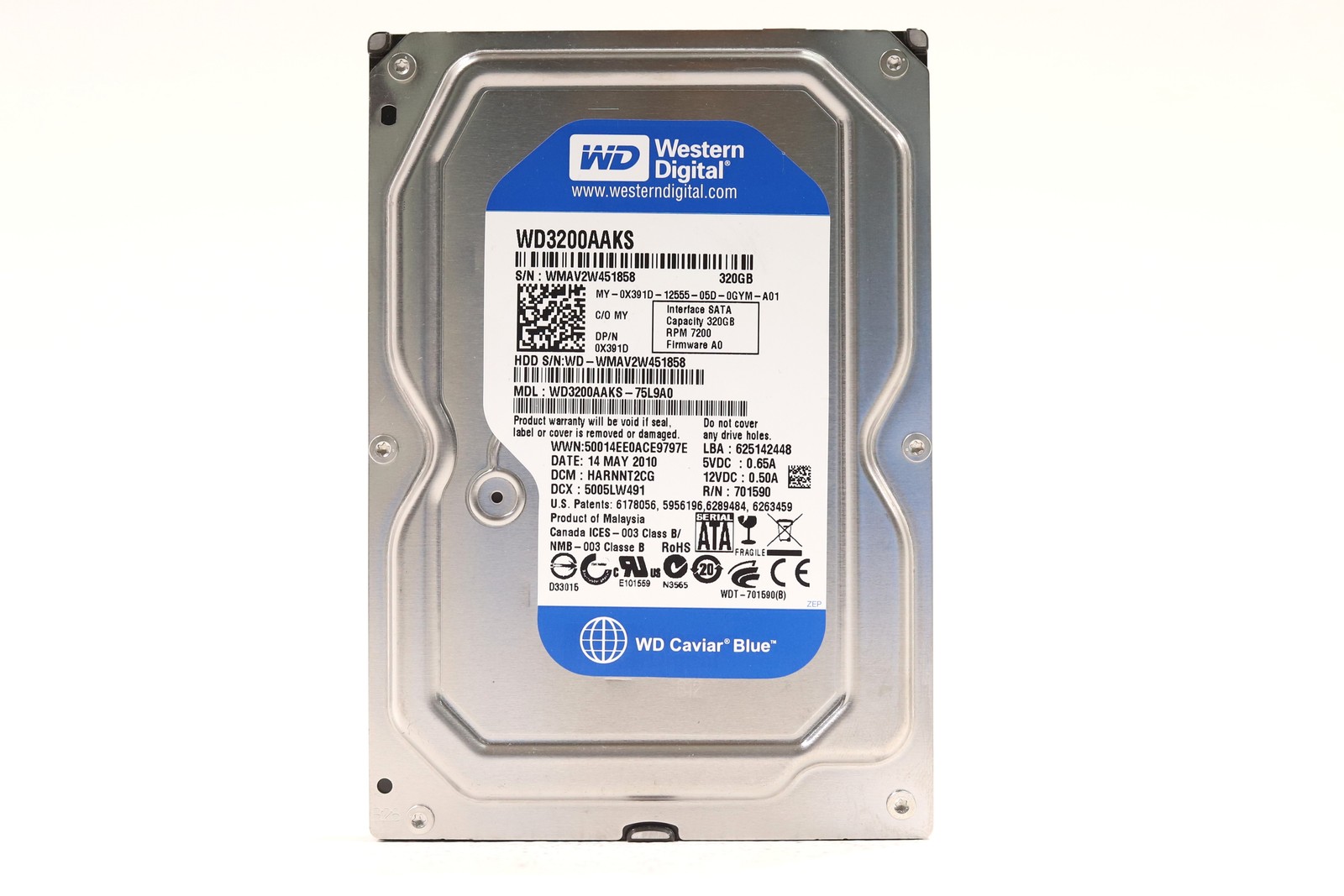 WD WD3200AAKS-75L9A0 320GB 3.5" 3Gb/s 16MB 7.2K RPM SATA HDD Dell P/N: 0X391D