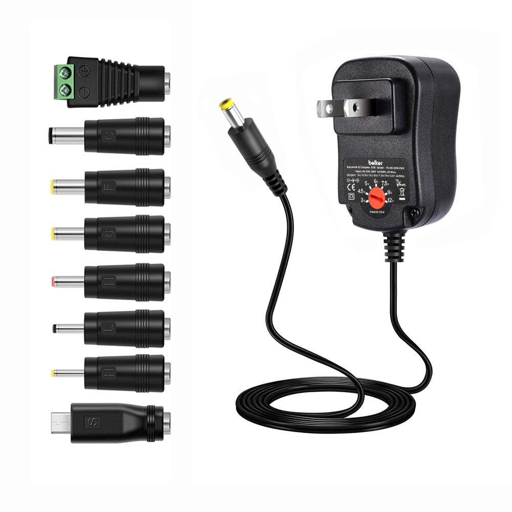 Belker 12W 3V 4.5V 5V 6V 7.5V 9V 12V Adjustable Voltage Universal 150 cm
