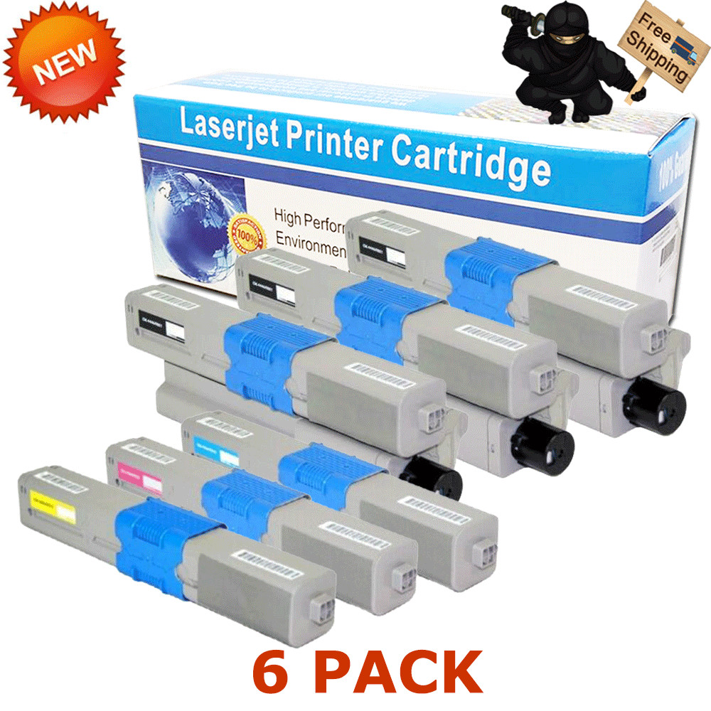 6 Color Black Toner Cartridge Set for OKI Data C330 C530 MC361 MC561 MC890 MC950