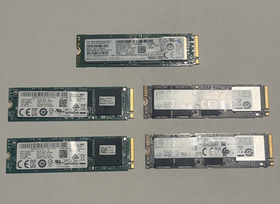 Mixed Lot 5x 256GB M.2 1x Samsung PM961 2x Intel 2x Liteon NVMe PCIe SSD Drives