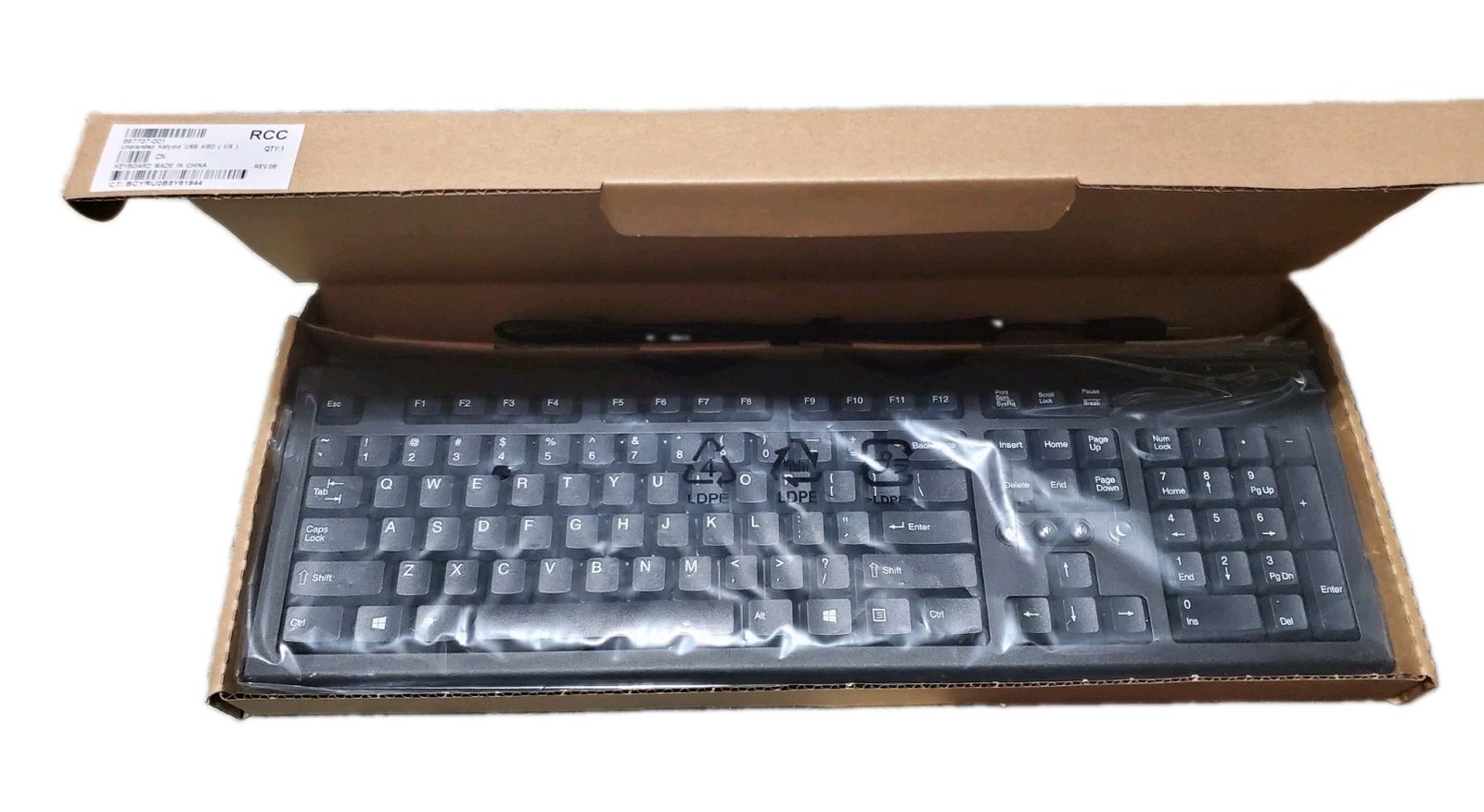 NEW Katydid USB Wired Standard Desktop Keyboard 697737-001 Black HP