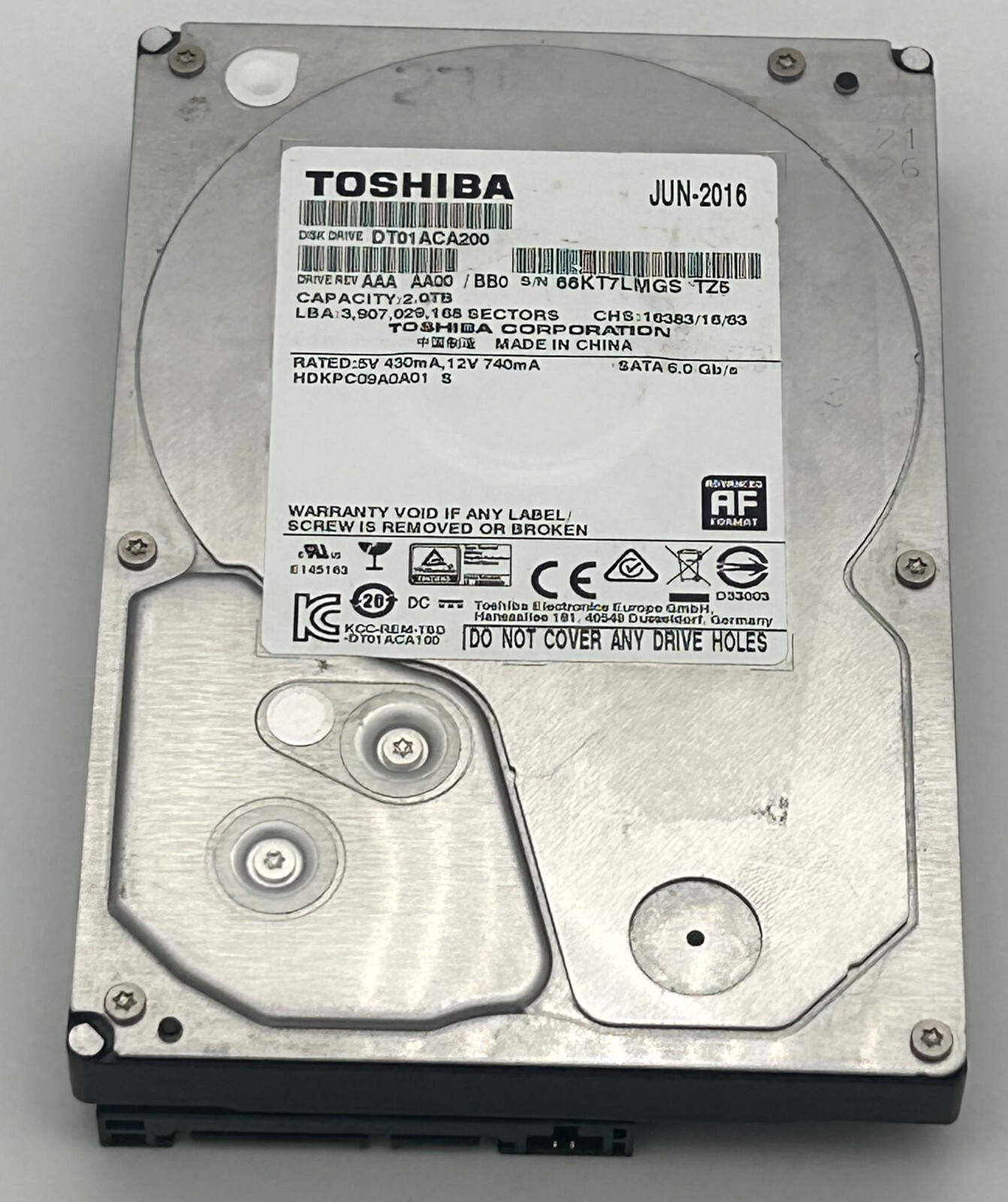 Toshiba 2T 2 TB DT01ACA200 SATA TZ5 66KT7LMGSTZ5 HDD Hard Drive 