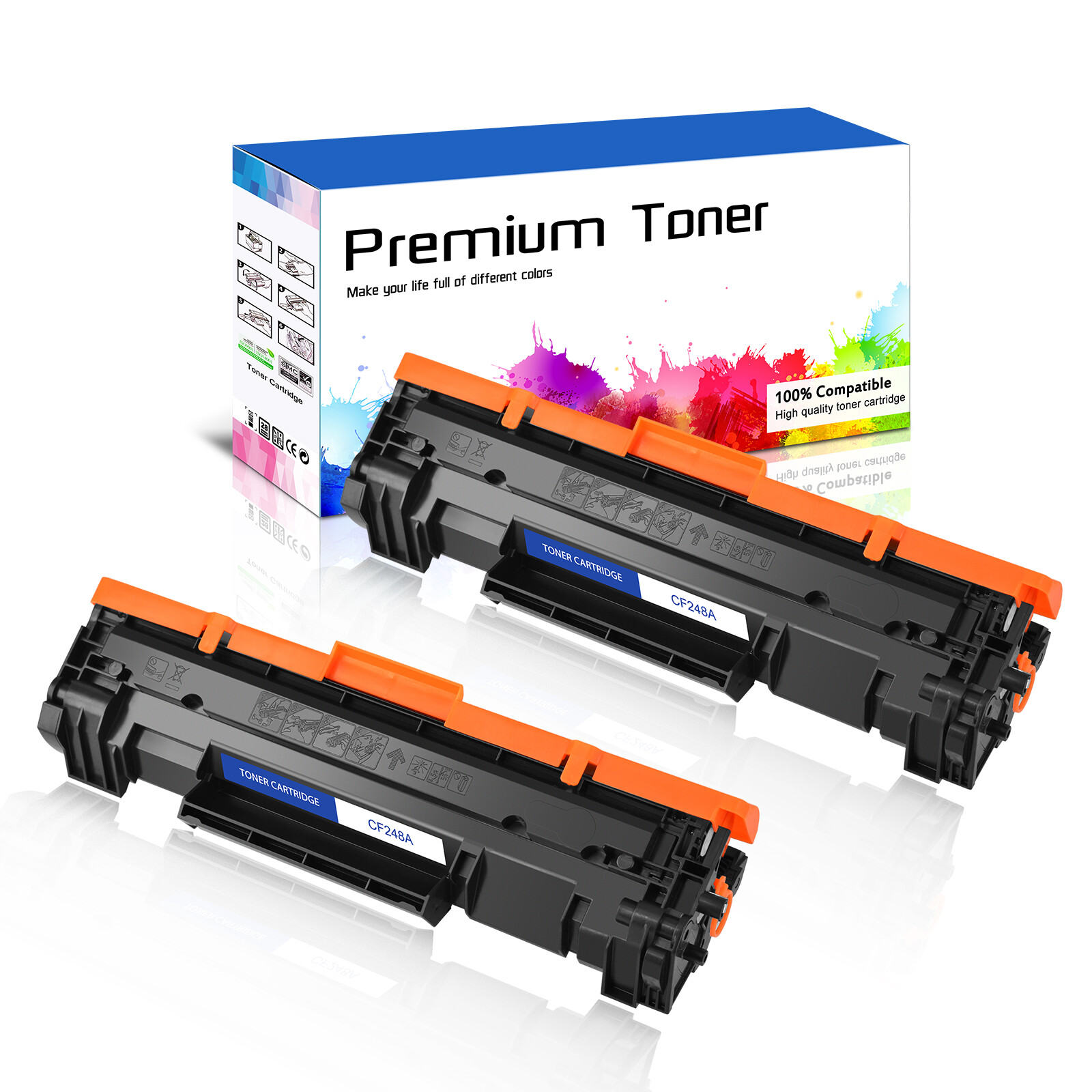 2PK CF248A 48A Toner Cartridge for HP LaserJet Pro M15a M16w MFP M29a High Yield