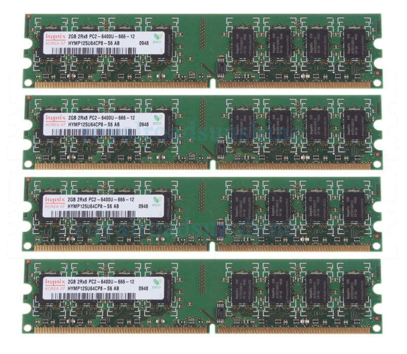 Hynix 8 GB 4x 2 GB 2GB DDR2 PC2-6400 800Mhz DIMM Desktop Intel Chipset Memory 6H