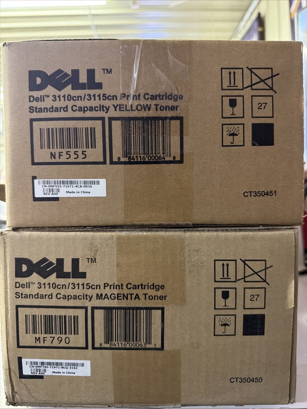 Genuine Dell 3110CN 3115CN Yellow NF555 & Magenta MF790 Toner Cartridge