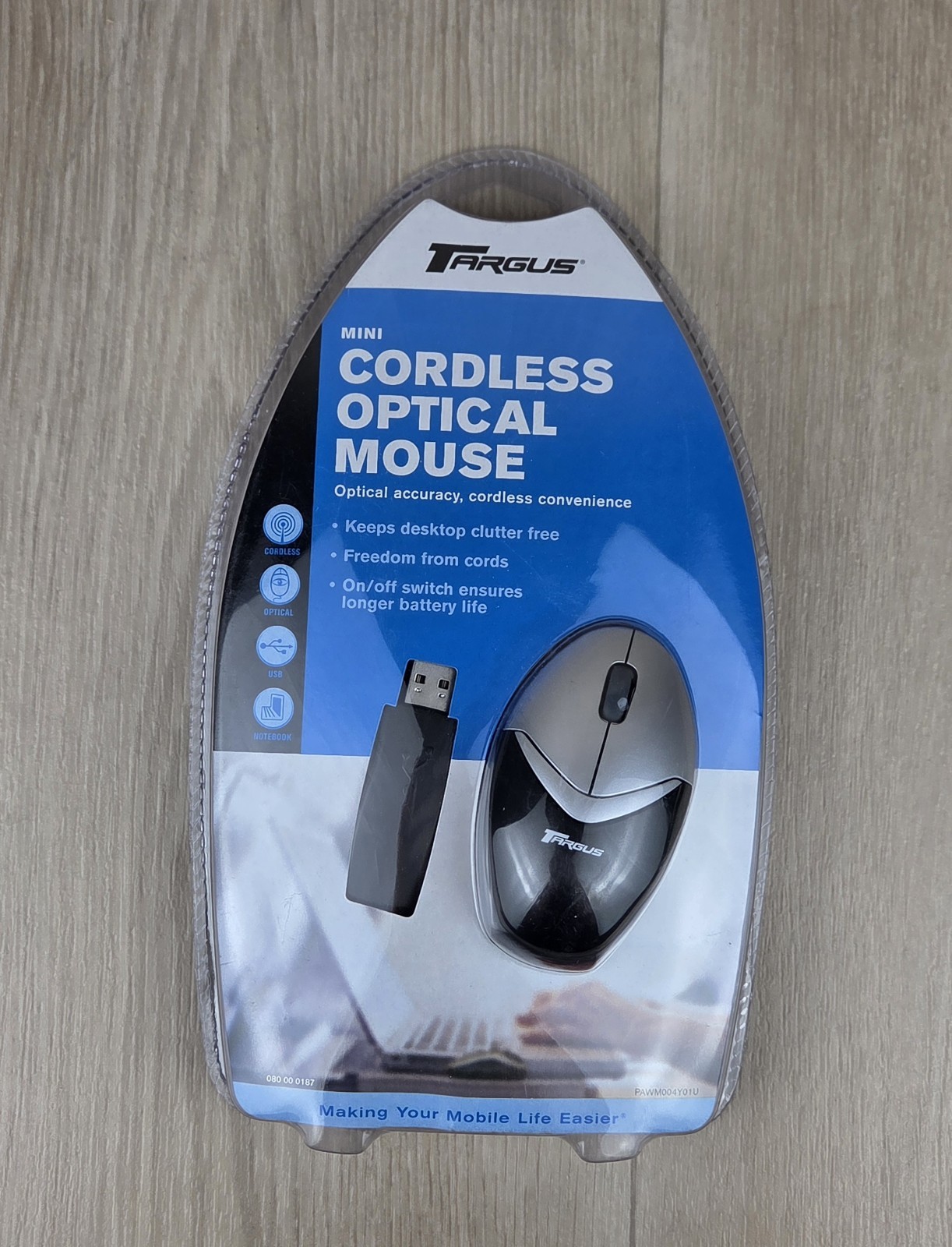 Targus Wireless Optical Mini Mouse with USB Dongle NEW SEALED Cordless