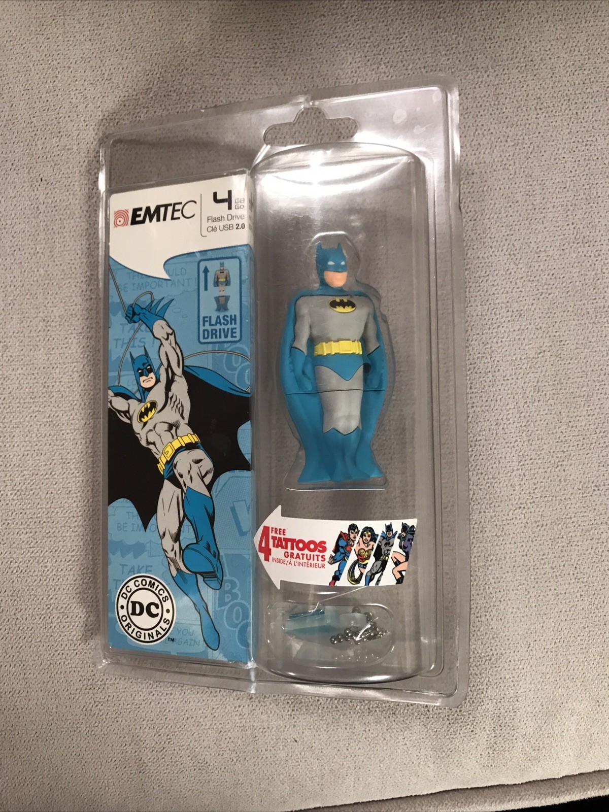 EMTEC Superhero USB 2.0 Flash Drive, Batman, 4GB DC Comics 4 Tattoos