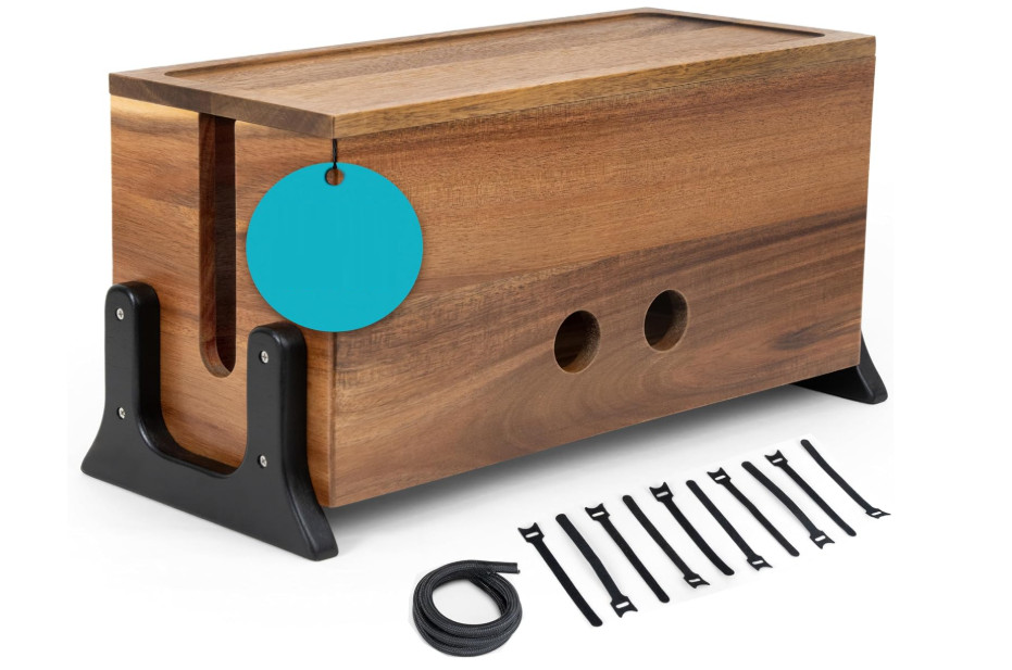 Caja organizadora de cables extragrande, caja de madera para ocultar cables y gu