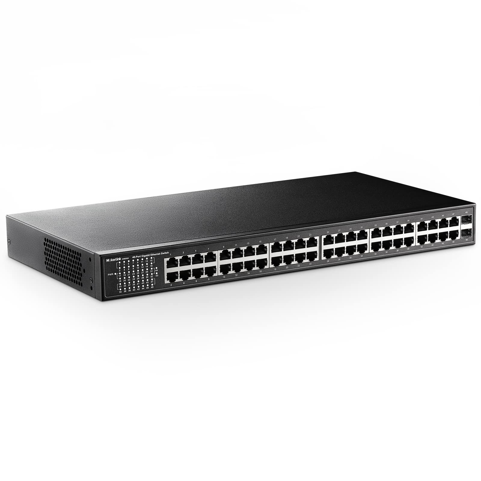 MokerLink 48 Port Gigabit Ethernet Switch with 2 SFP Port, Dual Power black