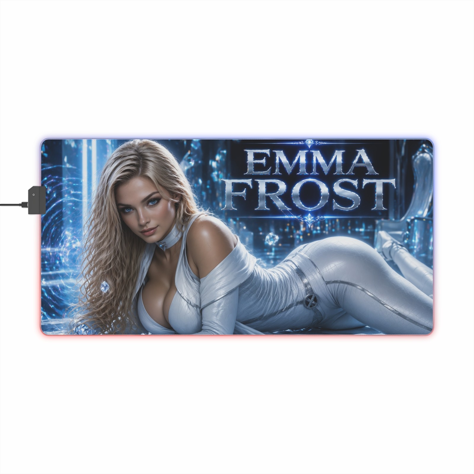 LED Gaming Desk Mat Emma Frost RGB Mouse Pad Playmat PC Setup Accessories