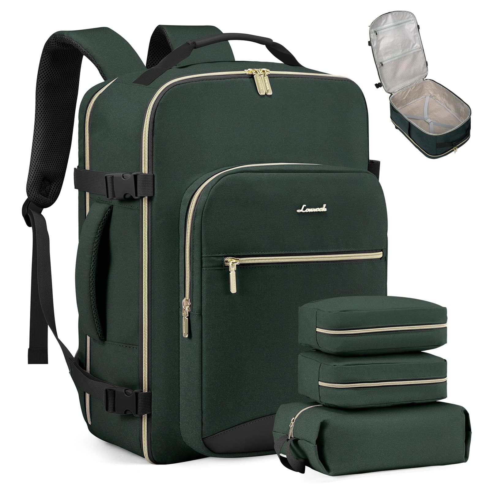 LOVEVOOK 50L Travel Backpack X-Large-50L-4Pcs(Standard), Dark Green-black-1