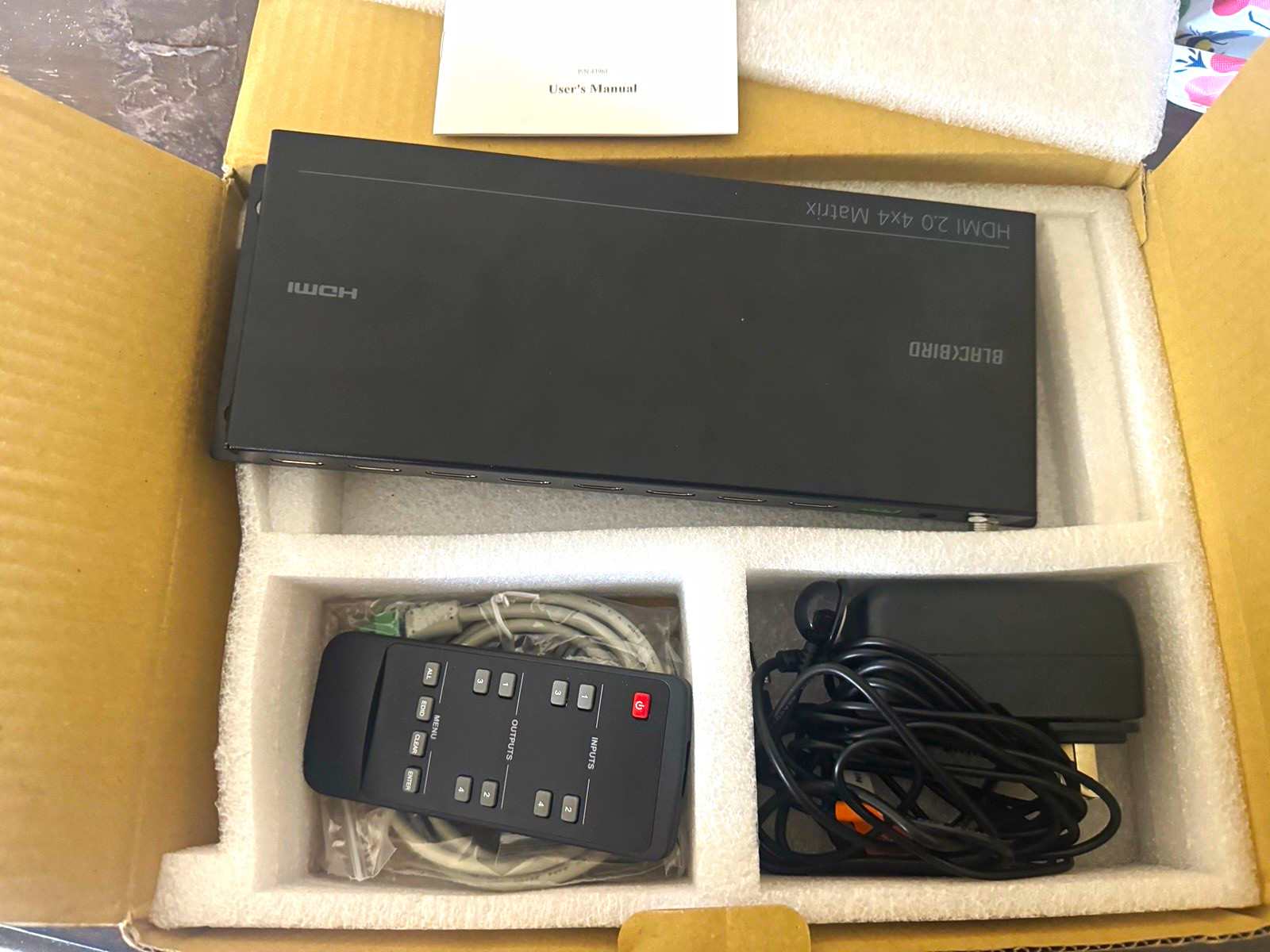 Blackbird HDMI 2.0 4x4 Matrix Switch Box w/ IR Remote Control, Black