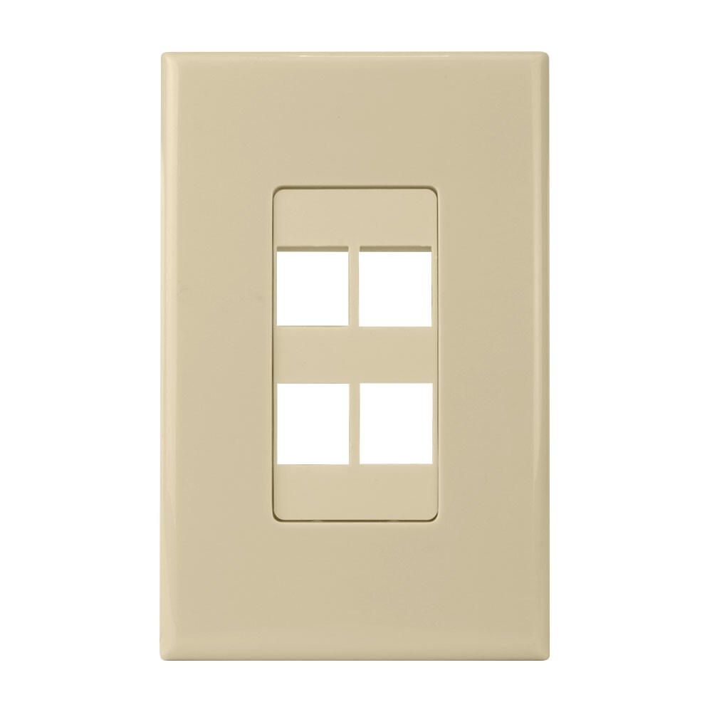 Construct Pro 4-Port Keystone Wall Plate with Screwless Face (Ivory)