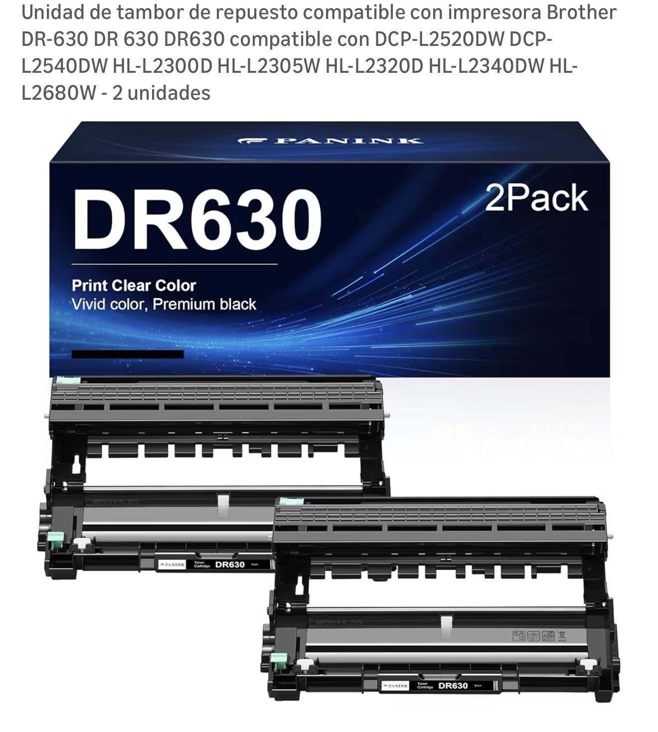 Panink DR630 Drum Unit Black 2-Pack for Brother DCP HL Series