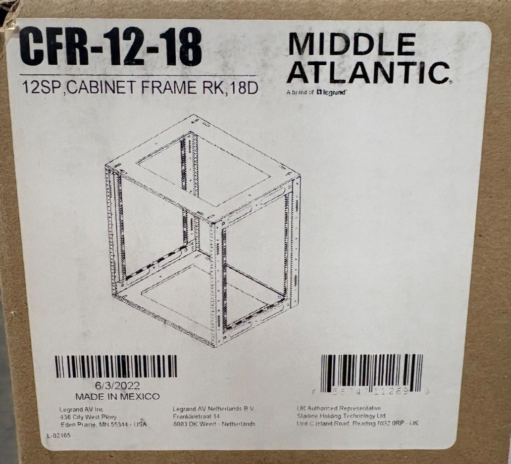 Middle Atlantic CFR-12-18. Cabinet Frame Rack  12 Space 18" Deep