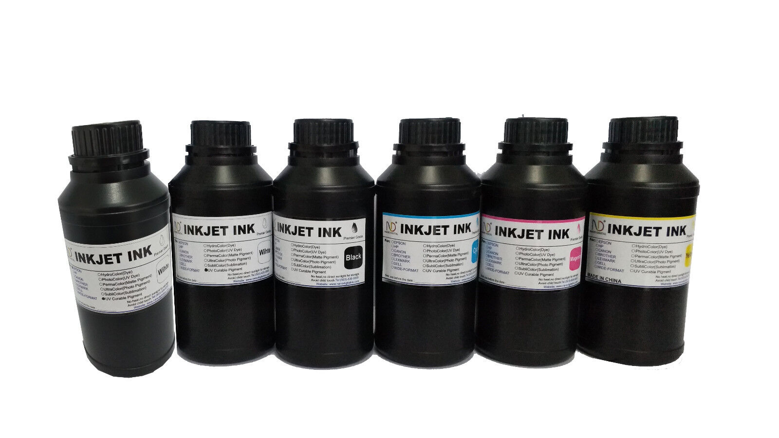6x250ml ND® Premium Led UV Curable ink for DX5 DX7 Printhead printer