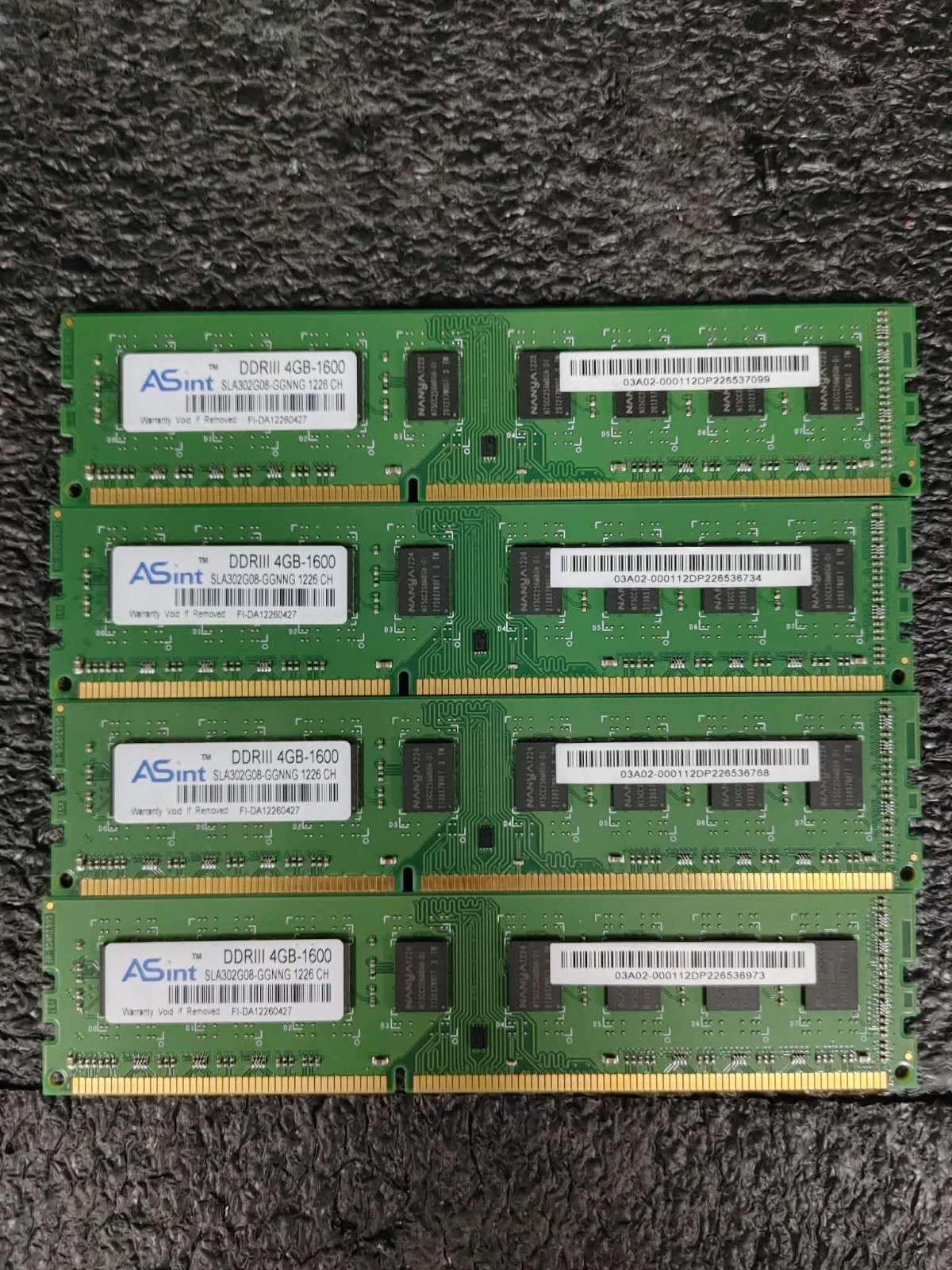 Lot 4 ASint 4GB PC3-12800 DDR3-1600 1Rx8 DDR3 Desktop RAM Memory