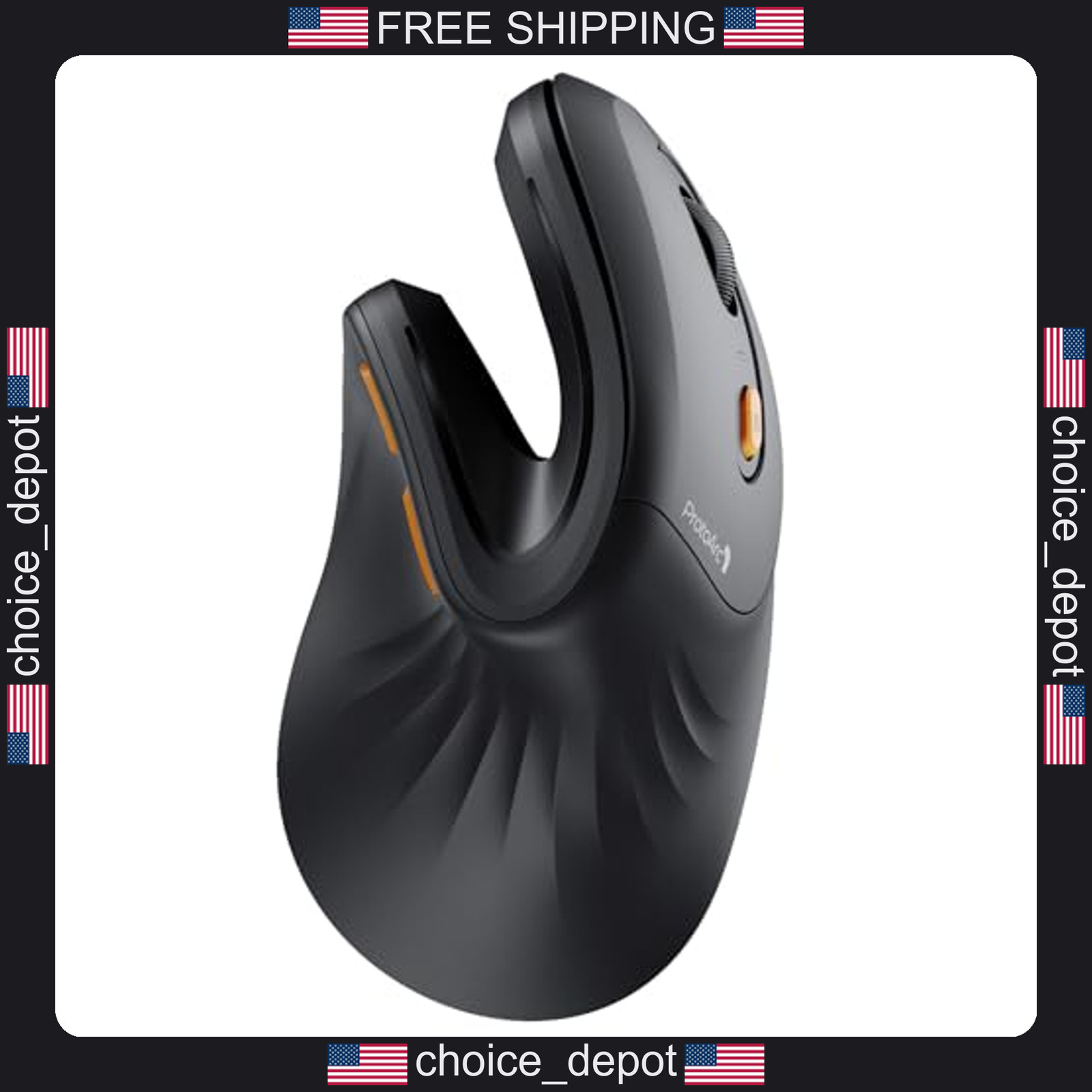 wireless ergonomic vertical mouse rechargeable black for Windows Mac Android