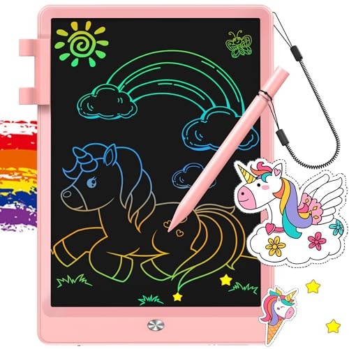 FLUESTON LCD Writing Tablet for Kids, 10 Inch Doodle Board, Colorful Drawing