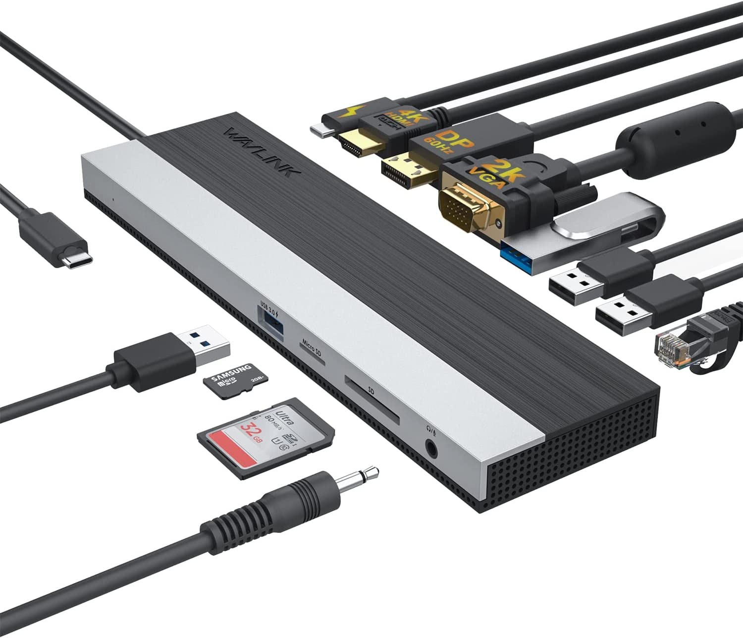 USB C Docking Station Triple Display 12-in-1 Type-C Hub 100W PD3.0 Charging RJ45