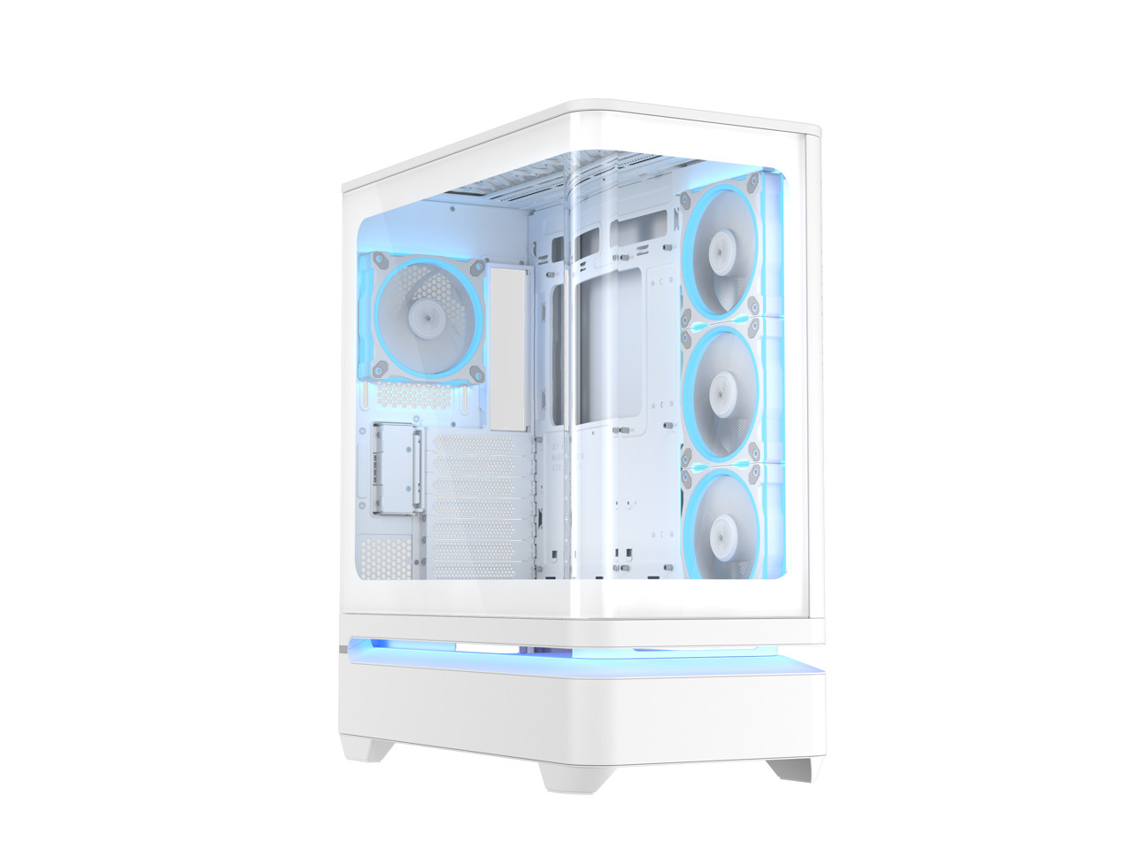 ASUS Prime AP304 White ARGB ATX PC Gaming Case Tempered Curved Glass; Four Built