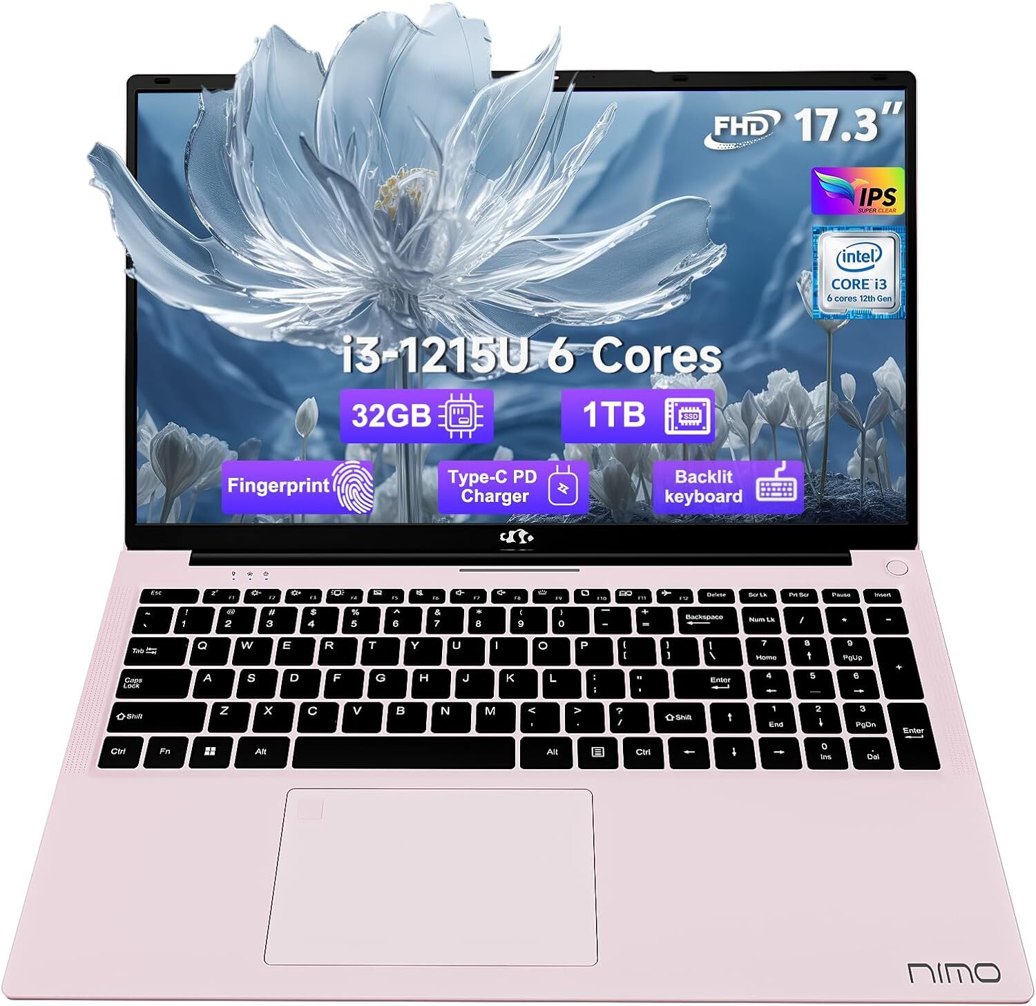 NIMO Laptop 17.3 Business-Laptop 32GB RAM 1TB SSD Intel 6 Cores i3-1215U Wi-Fi 6