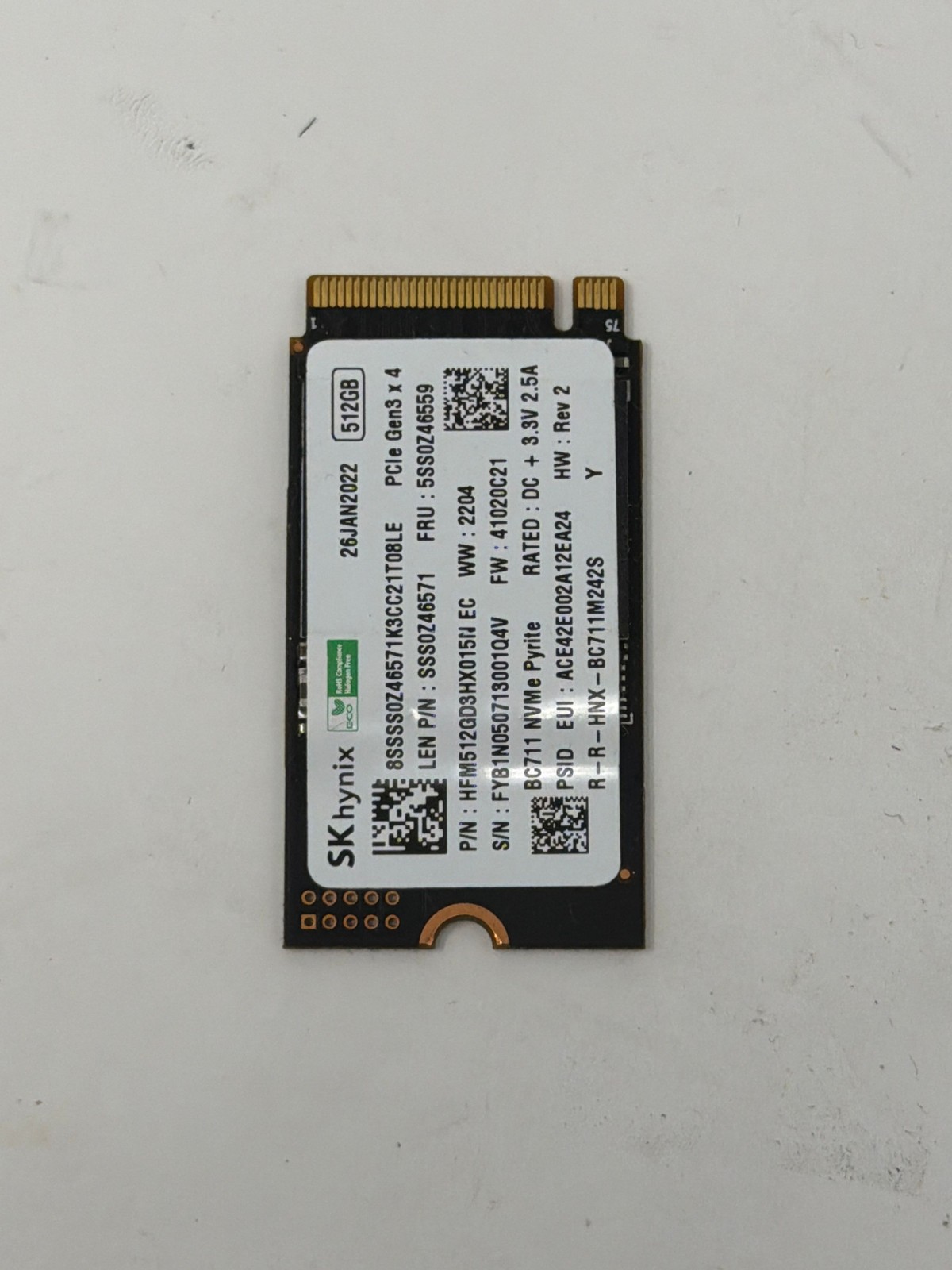 SK hynix HFM512GD3HX015N 512GB PCIe Gen3 x4 Grade B