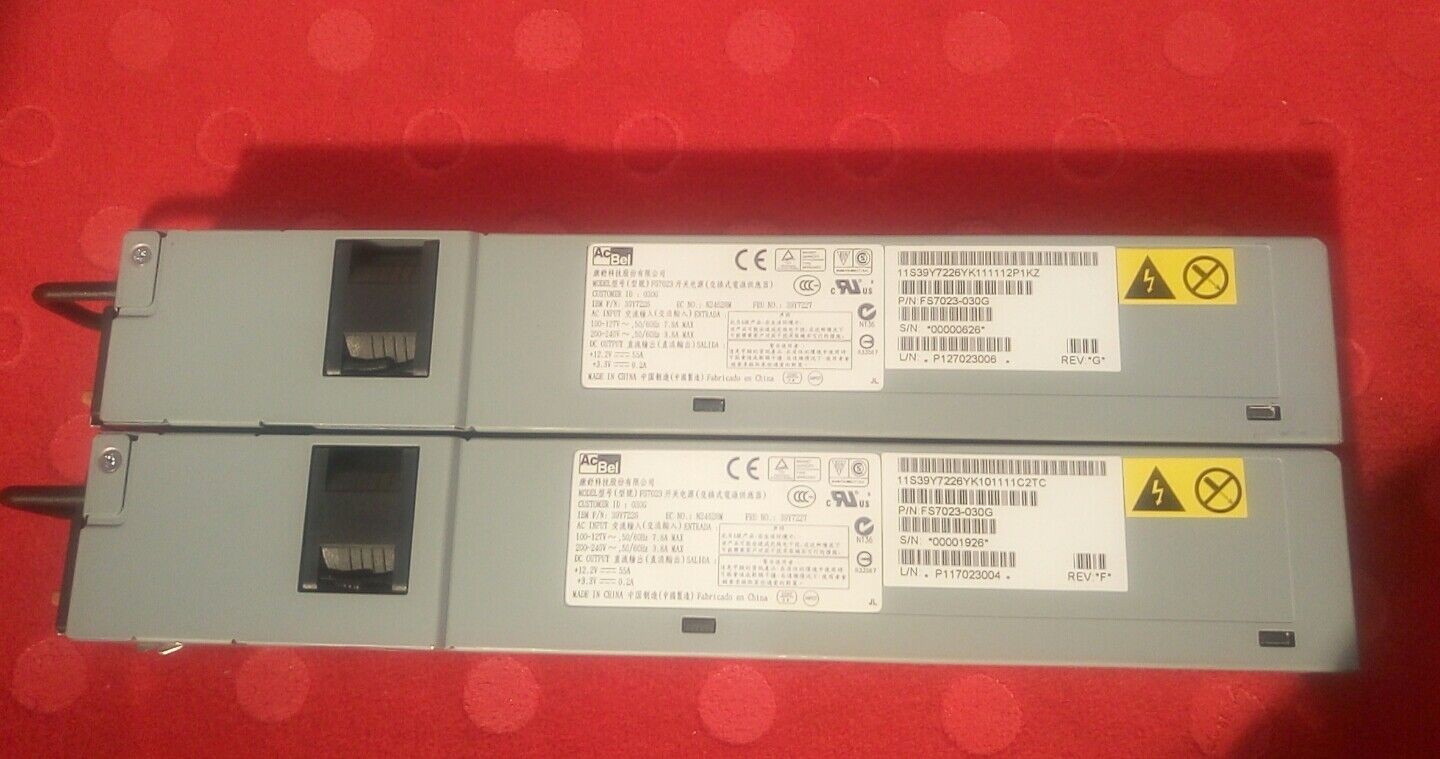 - LOT OF 2 IBM  39Y7226 39Y7227 FS7023-030G 675W POWER SUPPLY 