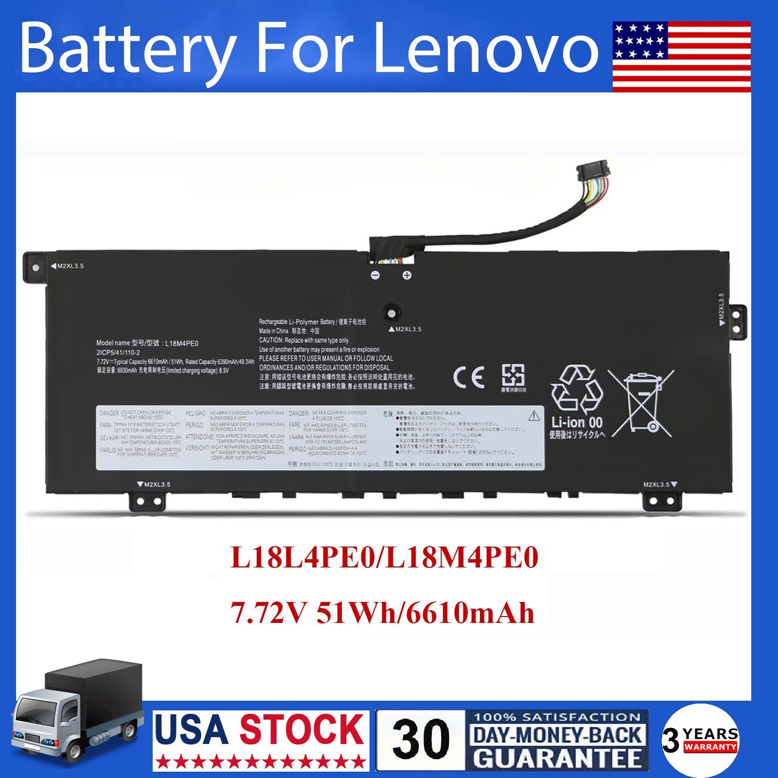 L18M4PE0 L18L4PE0 Battery For Lenovo Yoga C740-14IML 5B10W67296 5B10U40209 51Wh