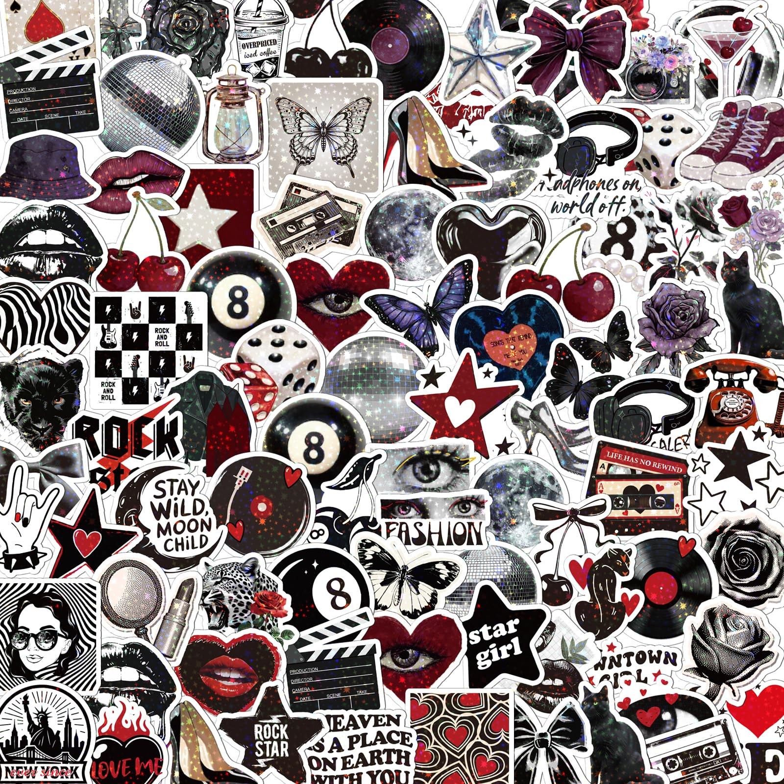 Aesthetic Downtown Girls Stickers - 100 Pcs Cool Y2K Holographic Stickers for Wa