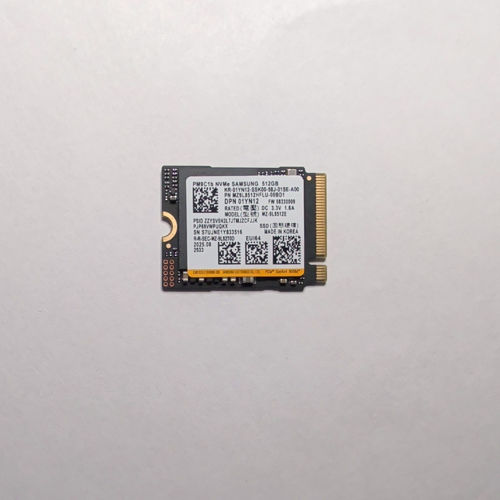 512gb Pm9c1b-series Nvme M.2 2230 Pci-e 4.0 X4 Solid State Drive 1YN12