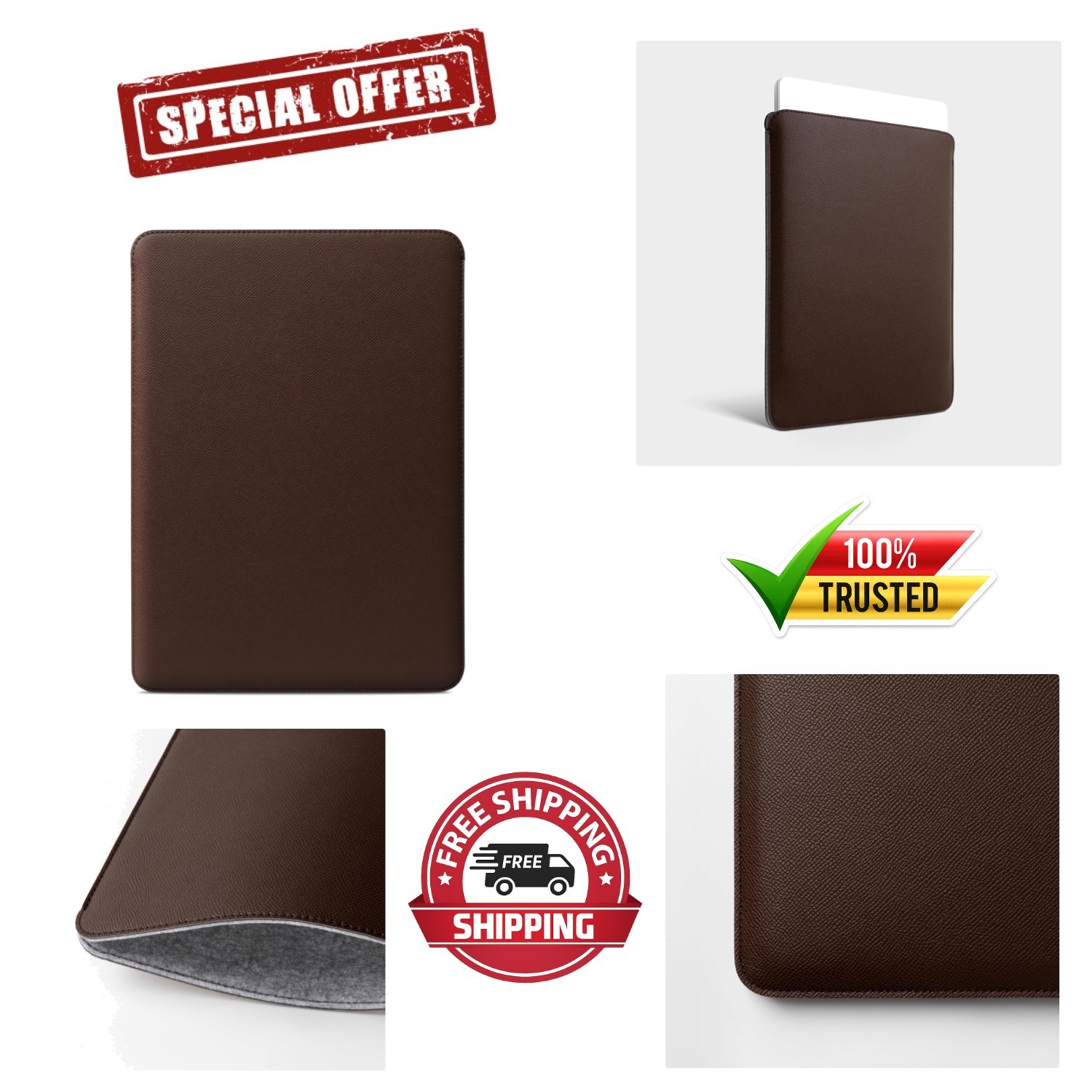 Elegant Faux Leather Laptop Sleeve for 15" MacBook Air - Waterproof Protection