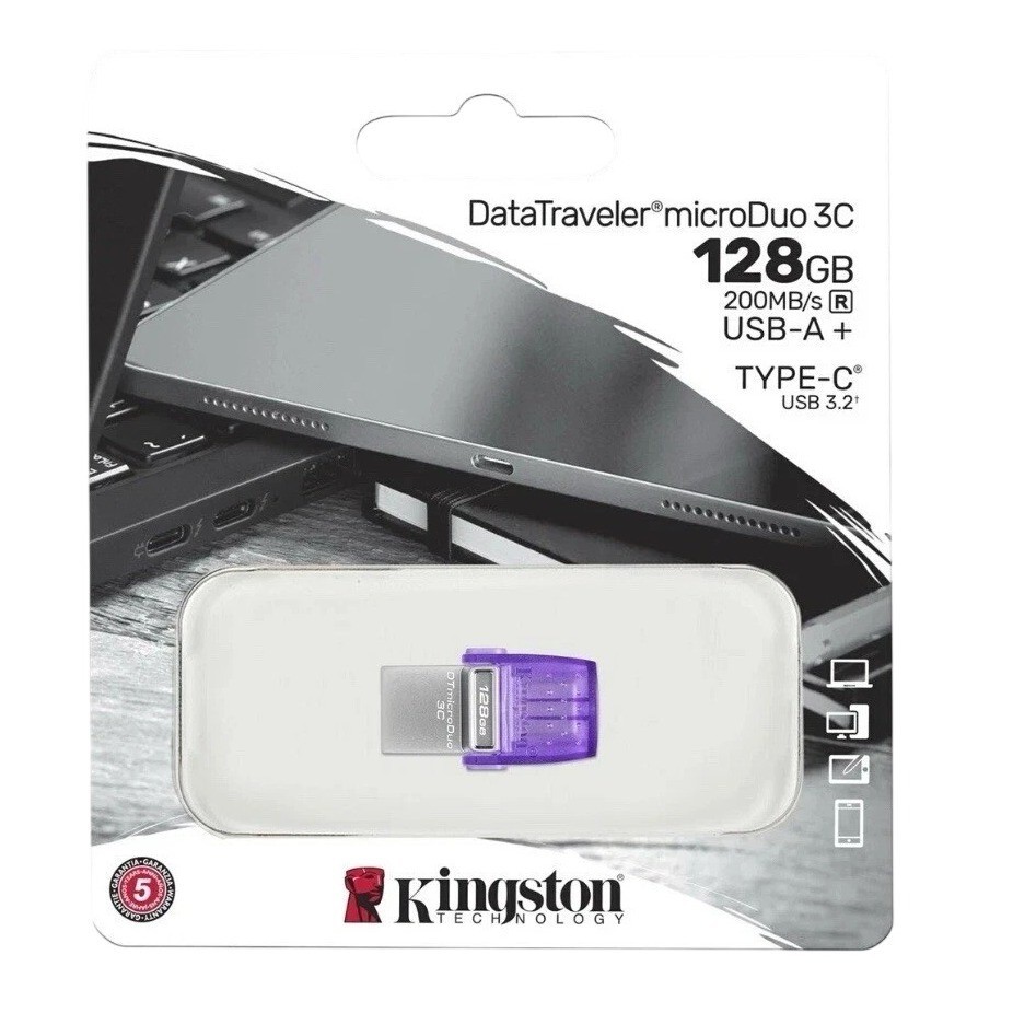 Kingston Technology DataTraveler MicroDuo 3C 128 GB USB-C and USB-A Flash Drive