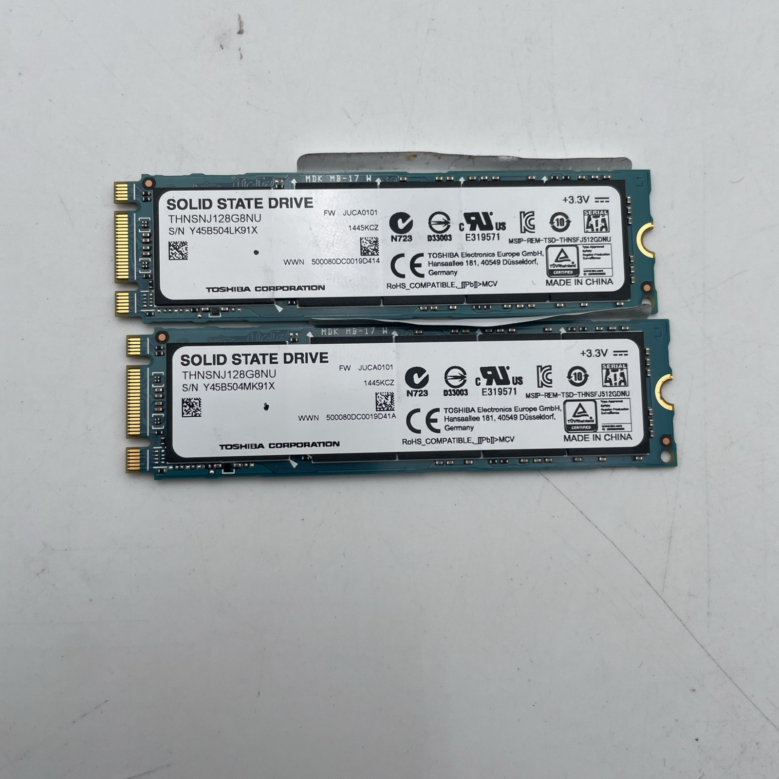 Lot Of 2 Toshiba 128GB M.2 SATA SSD Solid State Drive THNSNJ128G8NU