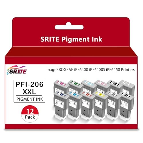 SRITE PFI-206 PFI206XL Ink Cartridge PFI206 Pigment Ink, 300ml