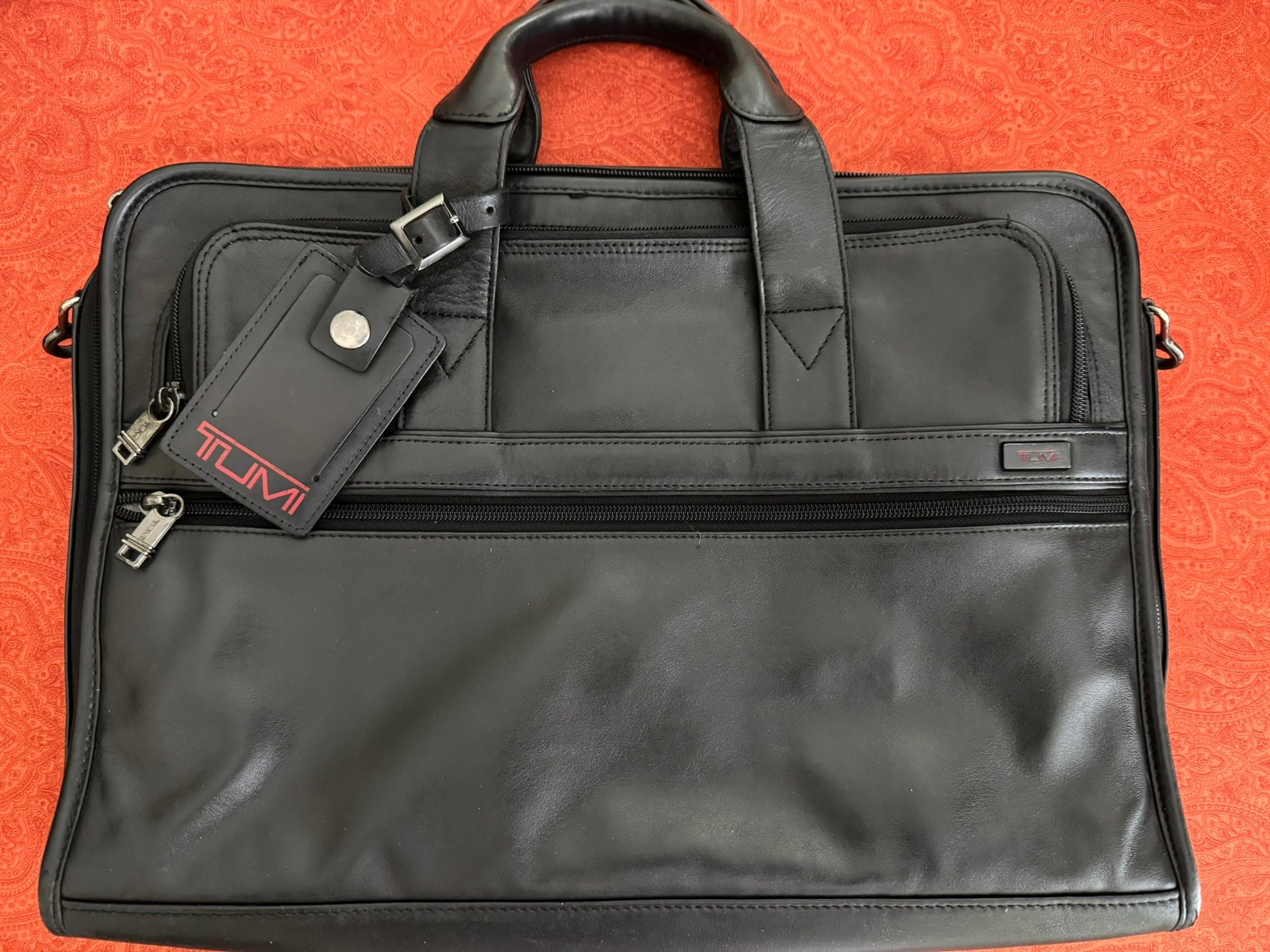 TUMI Black Slim Napa Leather Laptop Briefcase #96011D4 - Beautiful