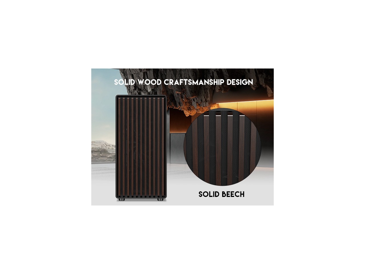 DIY-ATX08-Wood Black USB3.0 /Type C ATX Mid Tower Gaming Computer Case w/ DIYPC