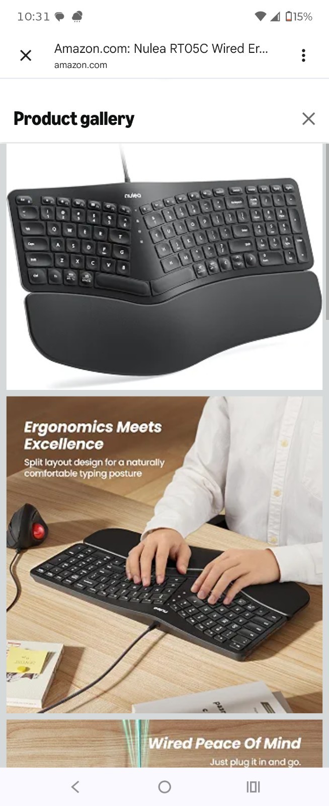 Nulea RT05C Wired Ergonomic Keyboard, Split Keyboard with Cushioned Wrist Res