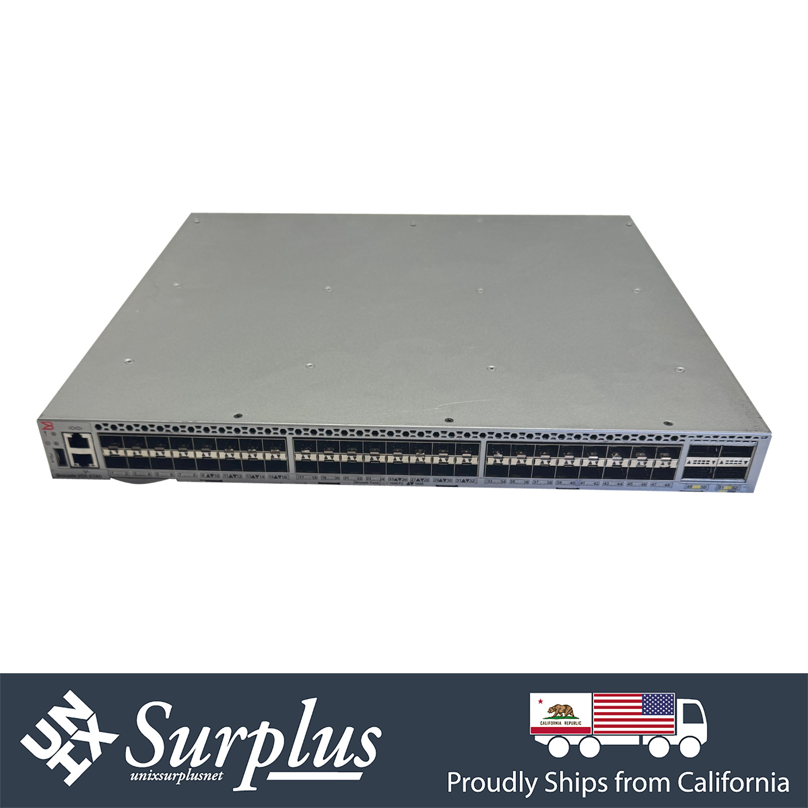 48 Port 10GB SFP+ Brocade VDX 6740 F2B Switch No 40GB Active 2xPSU | Rail Option
