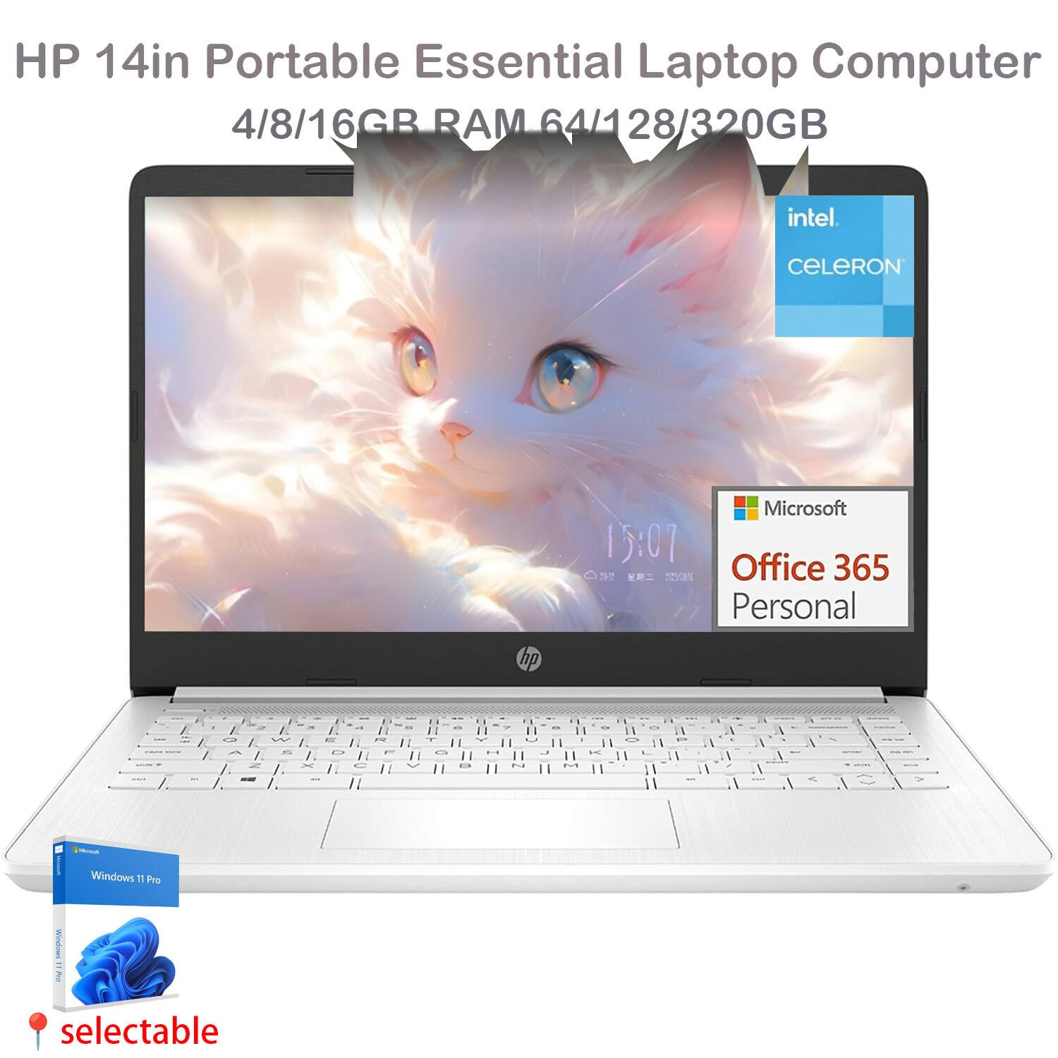 HP Essential Laptop 14"HD Intel Celeron N4120 UpTo 16GB RAM 320GB SSD+win 11 pro
