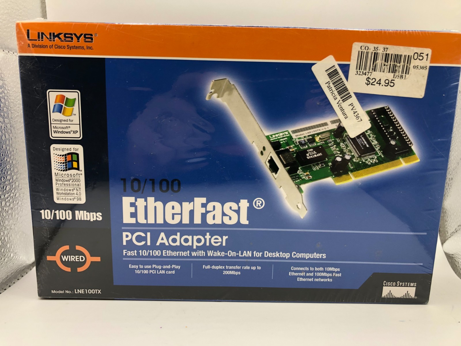 New Sealed 2003 Cisco Systems Linksys EtherFast 10/100 PCI Adapter LNE100TX
