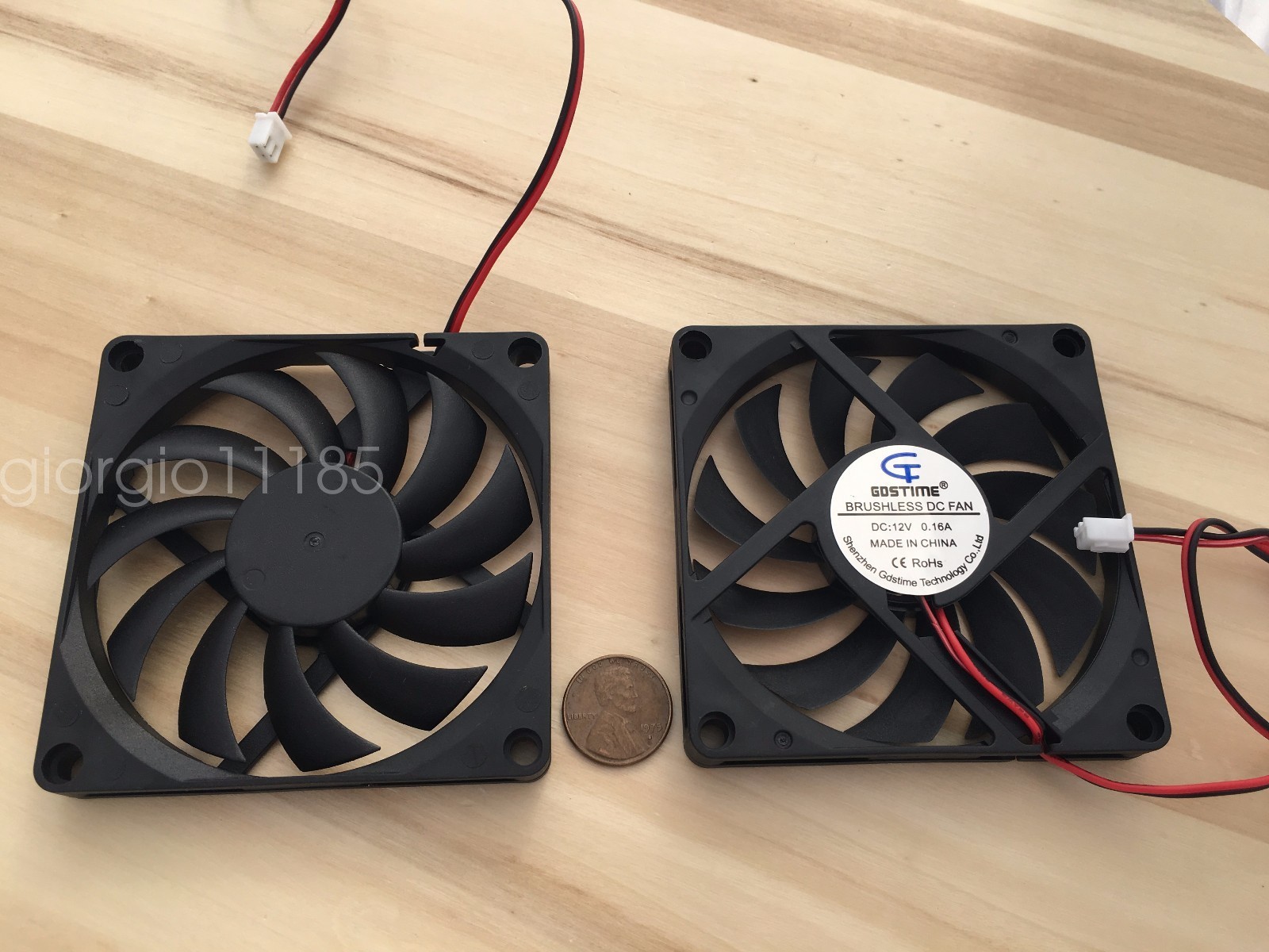 2 Pieces 8010s Gdstime 12V 2pin 80x80x10mm DC Cooling Fan large brushless