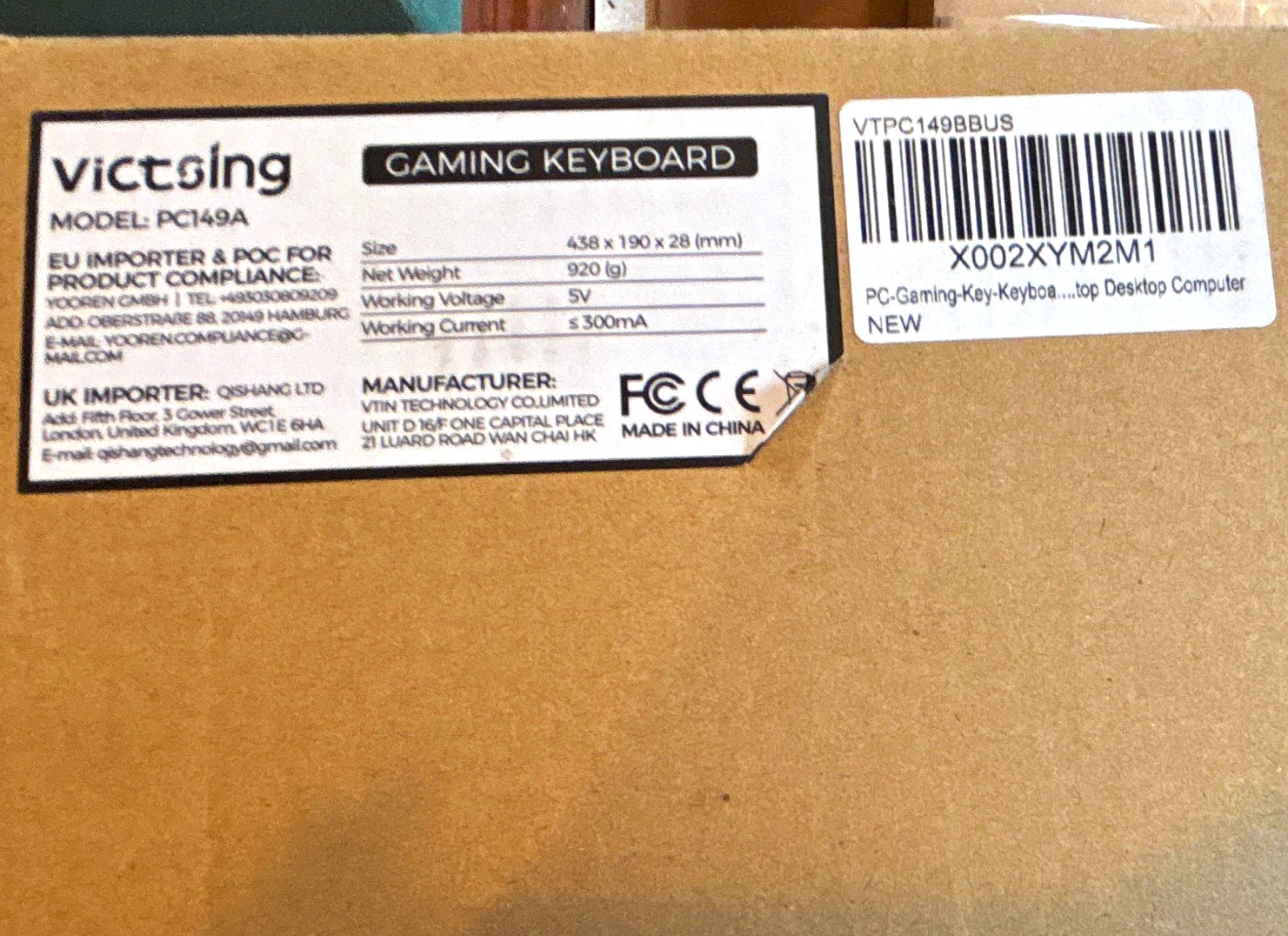 VictSing PC149A Wired Backlit Gaming Keyboard, Black English QWERTY