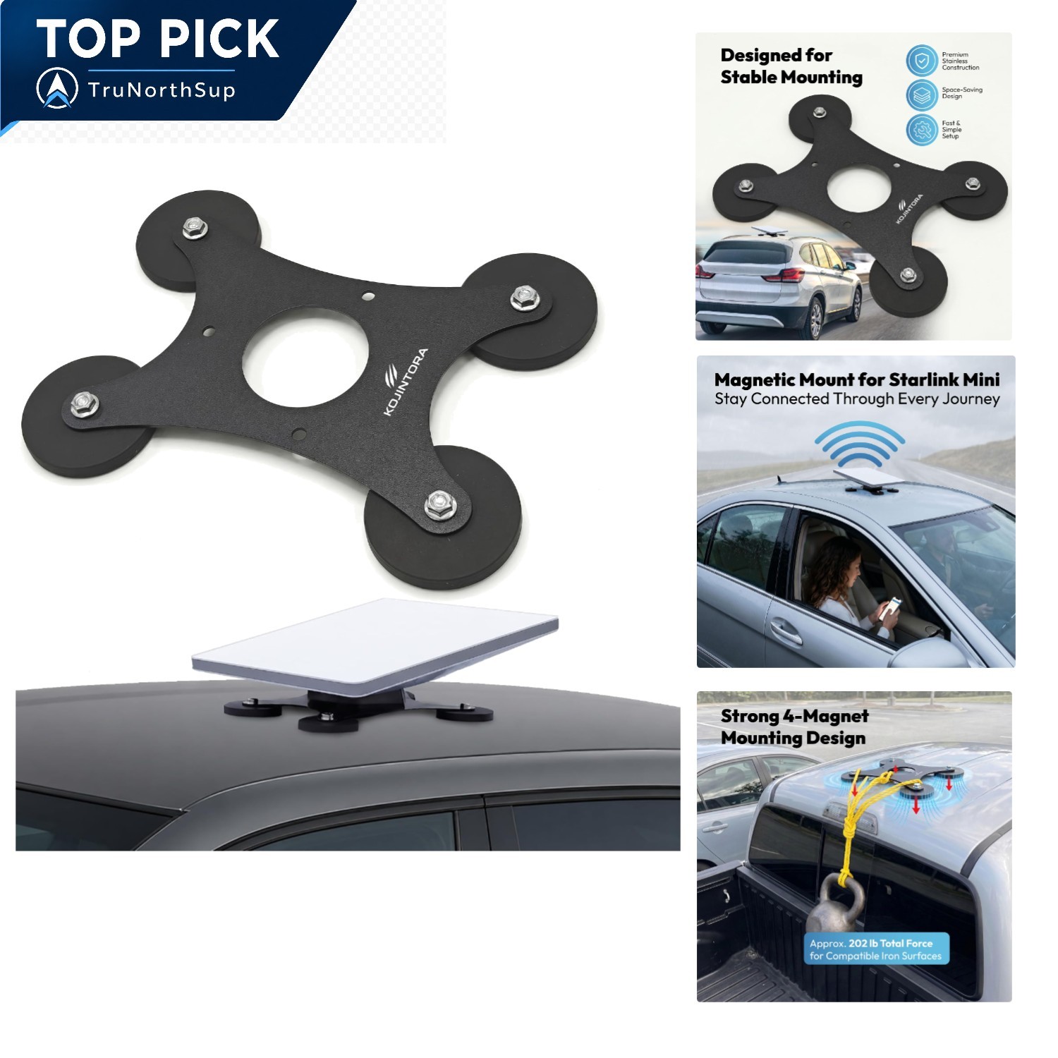 Starlink Mini Magnetic Car Mount for 2025 Starlink Mini Flat Mount Adapter Black