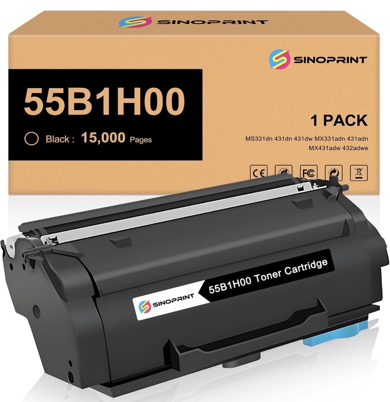 55B1H00 Toner Cartridges for Lexmark MS331, MS431, MX331, MX431, MX432 Printer