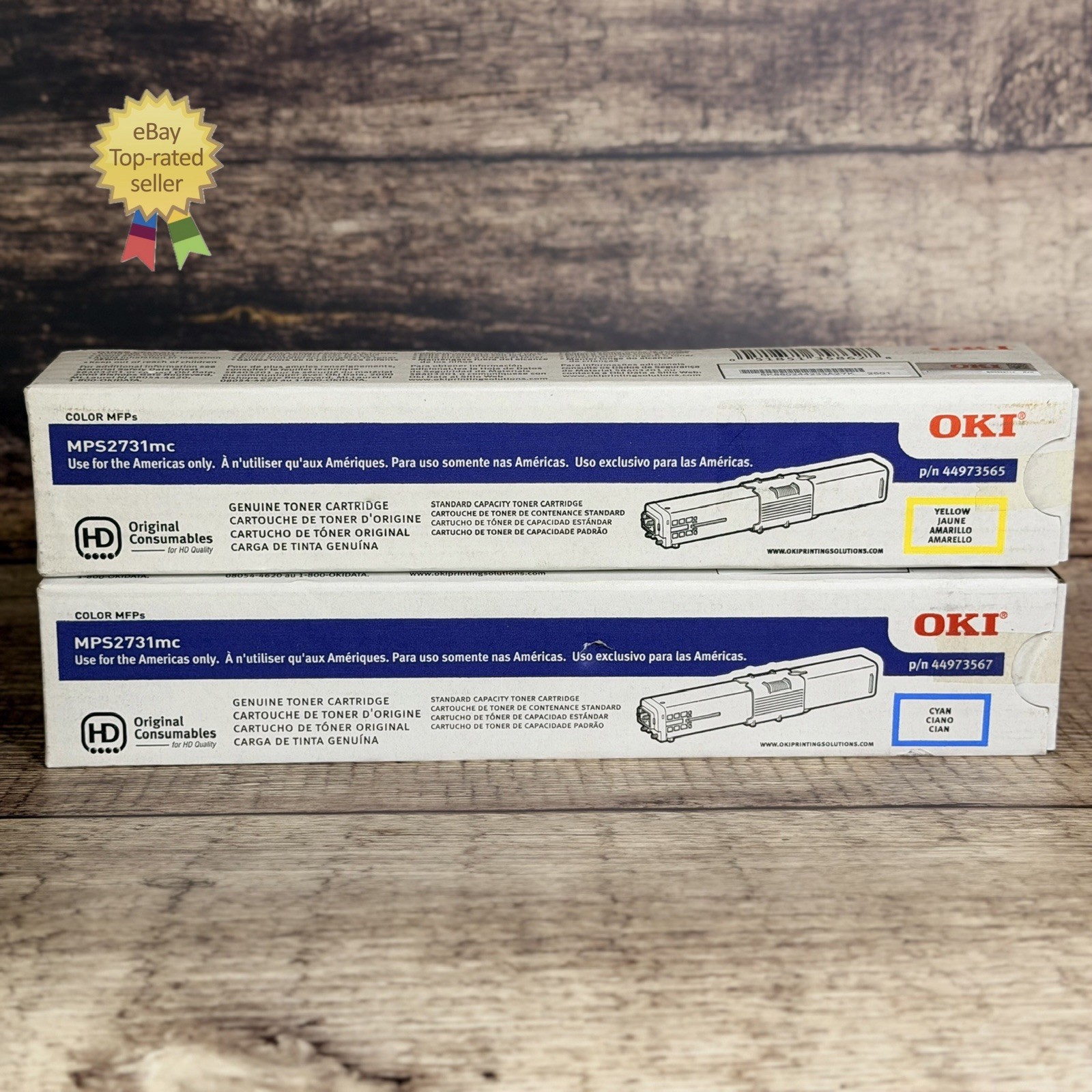 NEW Genuine OKI Data Cyan & Yellow Toner Cartridge MPS2731MC Lot Of 2 - SEALED