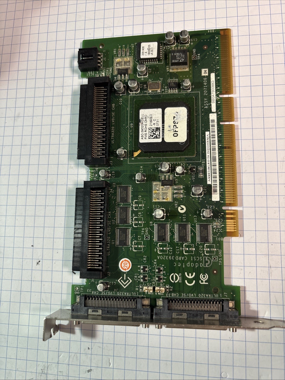 Dell FP874 Adaptec 39320A Dual SCSI Controller Card @MB321