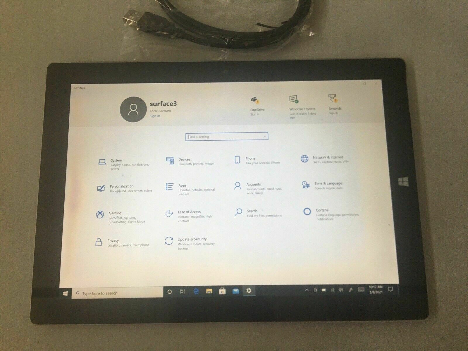 Microsoft Surface 3 1645 128GB X7-Z8700 10.8in  Wi-Fi **Read Description**#3M02*
