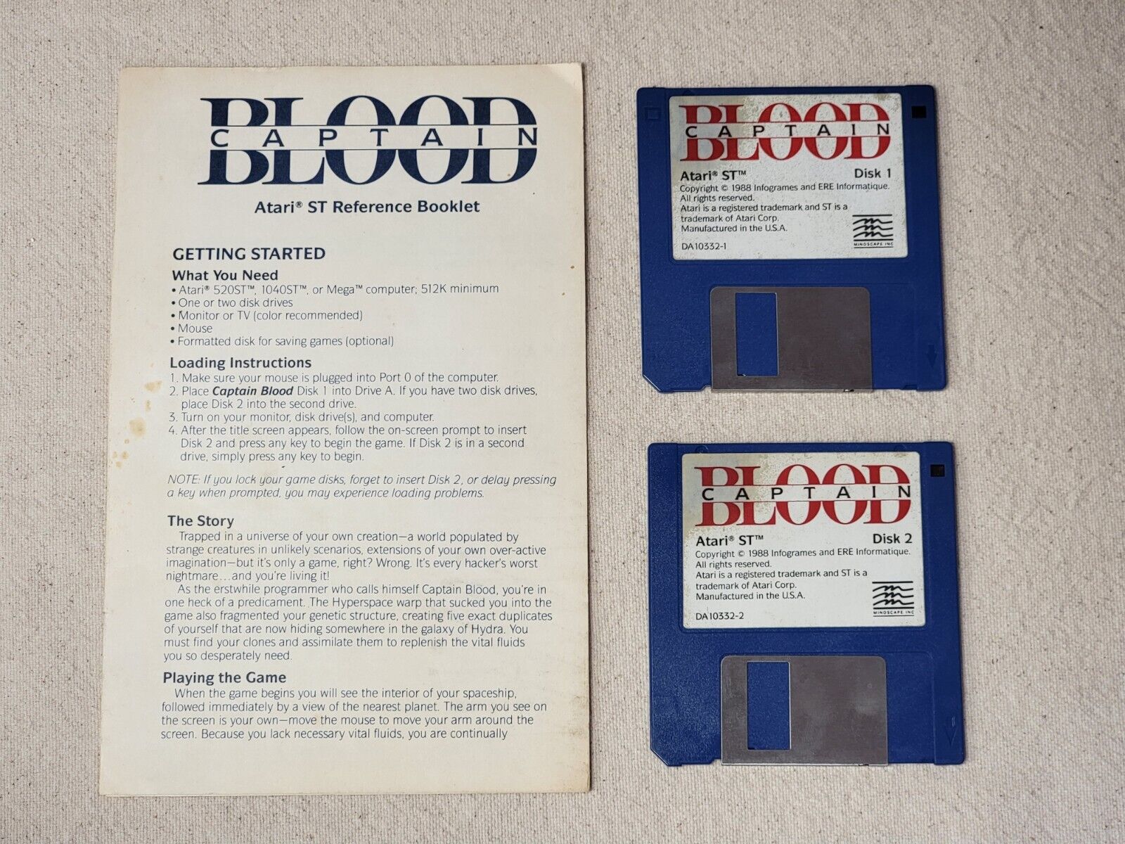 Captain Blood (Atari ST, 1988) 520 1040 Mega ST STE Disks and Reference Booklet